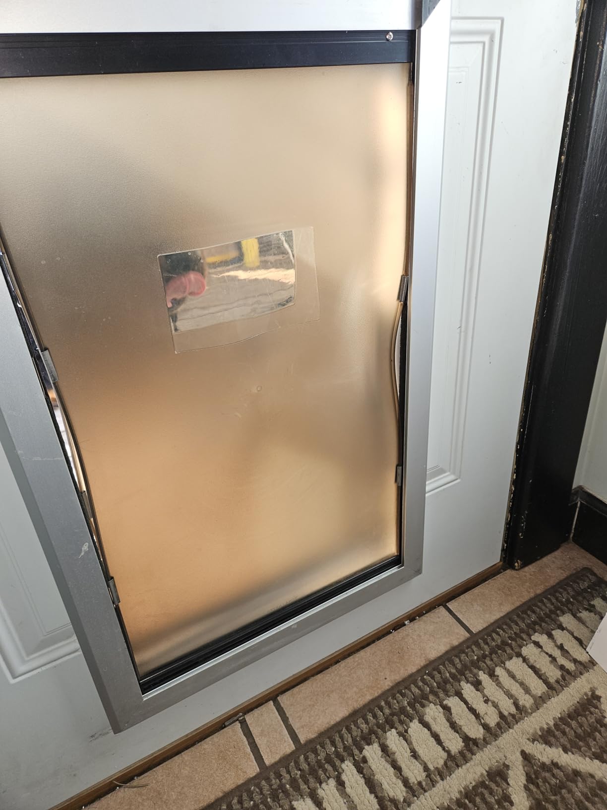 SmarketBuy Large Dog Door, Weatherproof Aluminum Dog Door with Automatic Closing Double Panels Easy to Install Pet Door for Large Dogs and Cats, Closing Panel Included customer photo 1