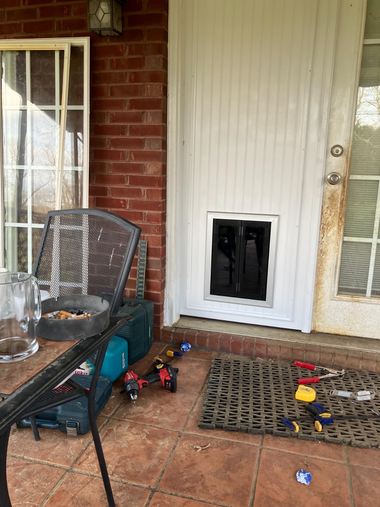 SmarketBuy Large Dog Door, Weatherproof Aluminum Dog Door with Automatic Closing Double Panels Easy to Install Pet Door for Large Dogs and Cats, Closing Panel Included customer photo 2