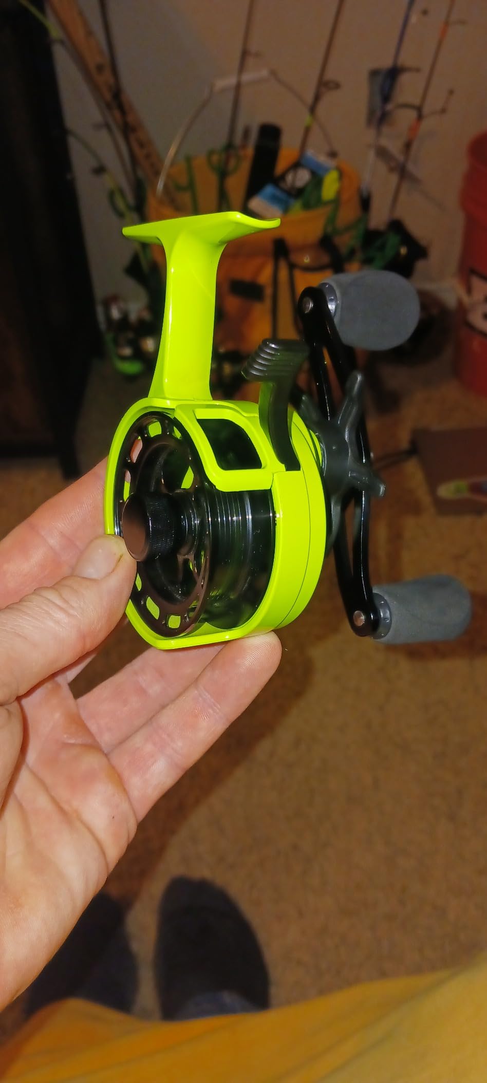 Ice Fishing Reels 3.2:1 Gear Ratio Ultra Smooth 3+1Ball Bearings Strength CNC-machined Aluminum Inline Ice Fishing Reel with Left/Right Hand Retrieve customer photo 2