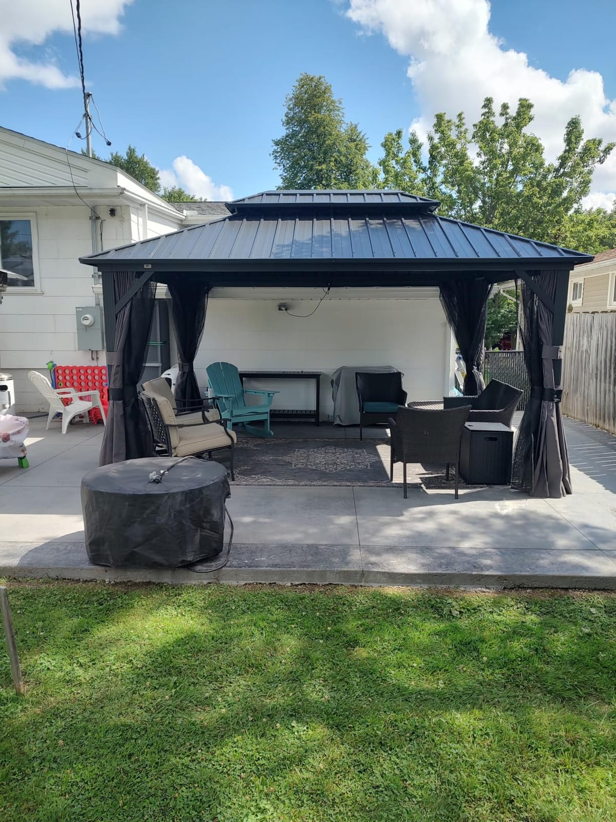 PURPLE LEAF Hardtop Grill Gazebo 6.5' x 12' Aluminum Frame, Gray customer photo 2