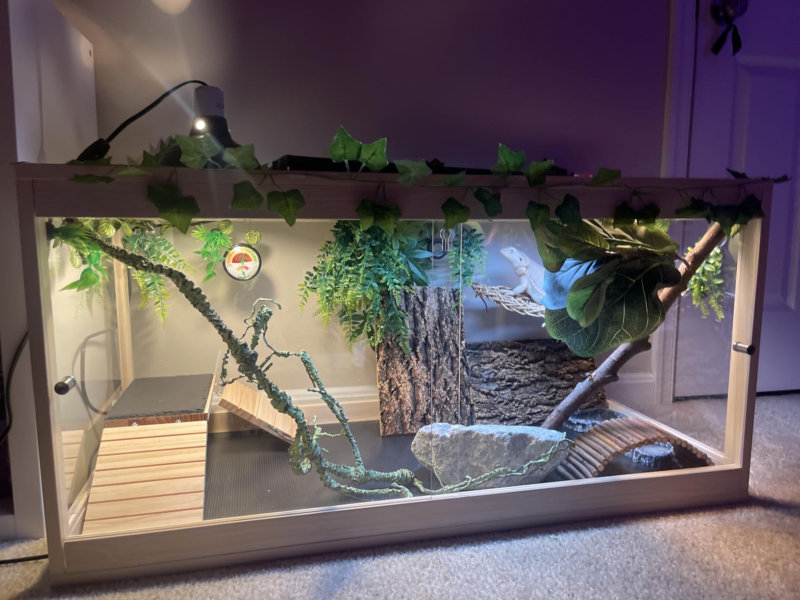 Prolee 81 Gallon Reptile Terrarium Tank 48 Inch Lizard Tank Bearded Dragon Tank with Metal Mesh Roof Door, Snake Tank with Lock Design, 48