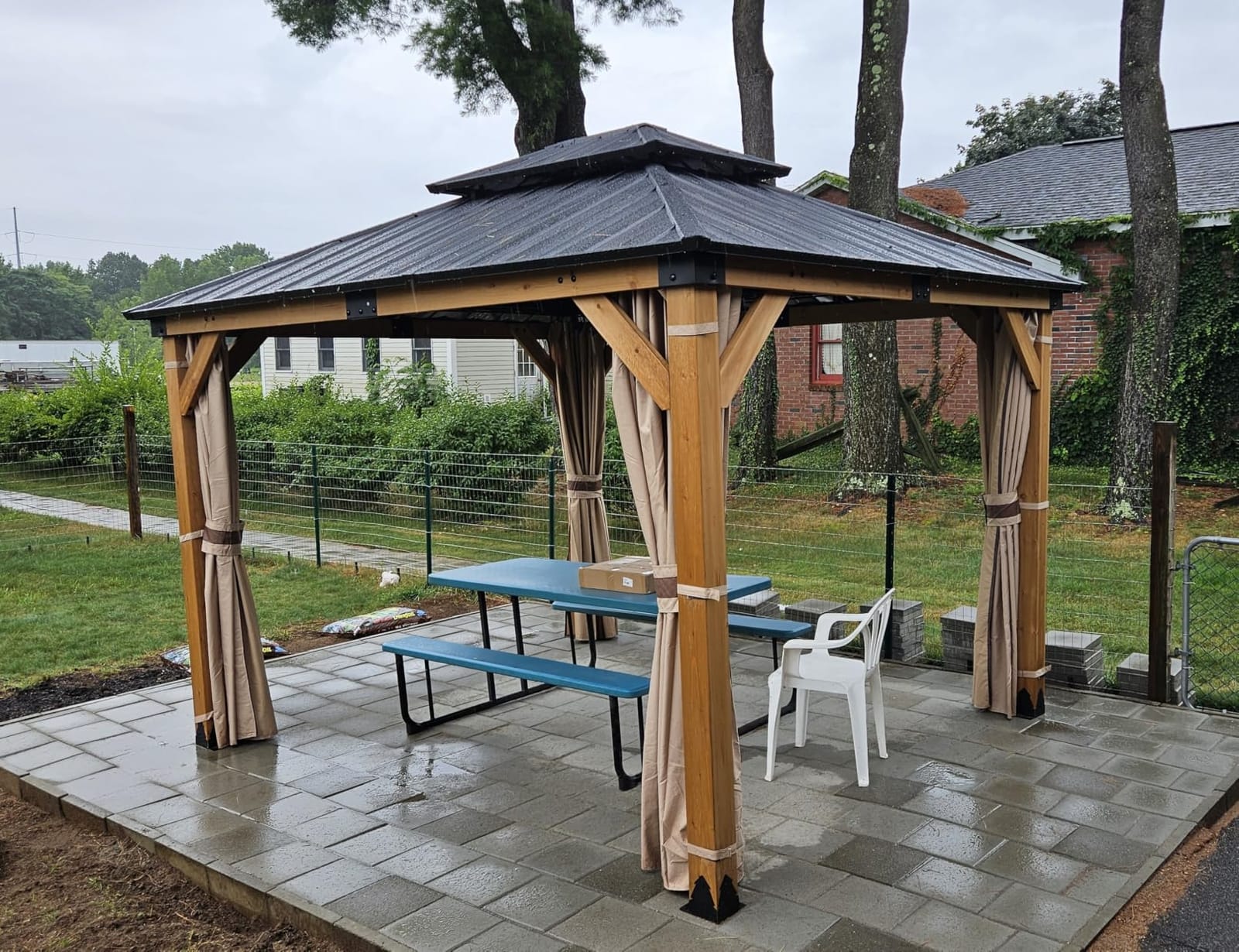 CHARMELEON 10x12 FT Cedar Wood Gazebo,Hardtop Wooden Gazebo with 4.6in Thickened Posts&High Load-Bearing Roof & Waterproof Curtains/High-Density Netting for Outdoor, Patio, Backyard-Gray customer photo 1
