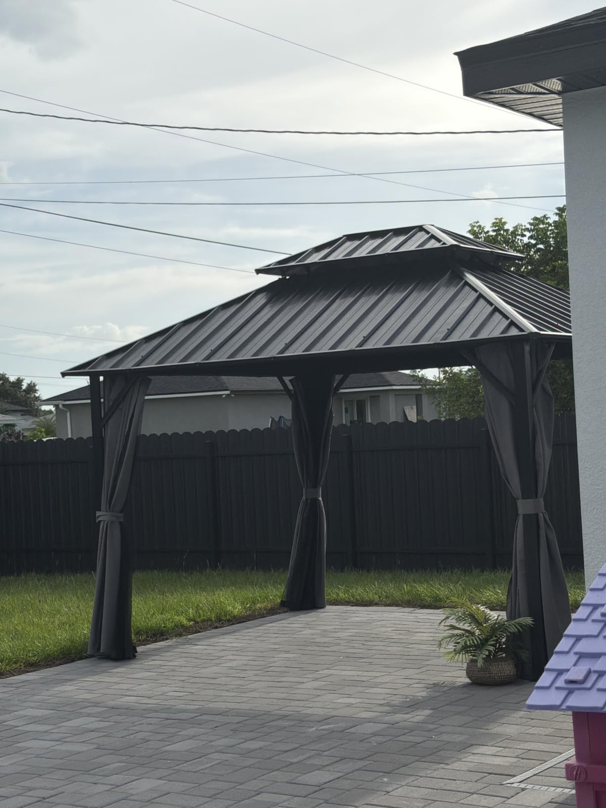 Aoxun Gazebo 12x12 Hardtop Gazebo with Double Galvanized Steel Roof, Gray customer photo 1