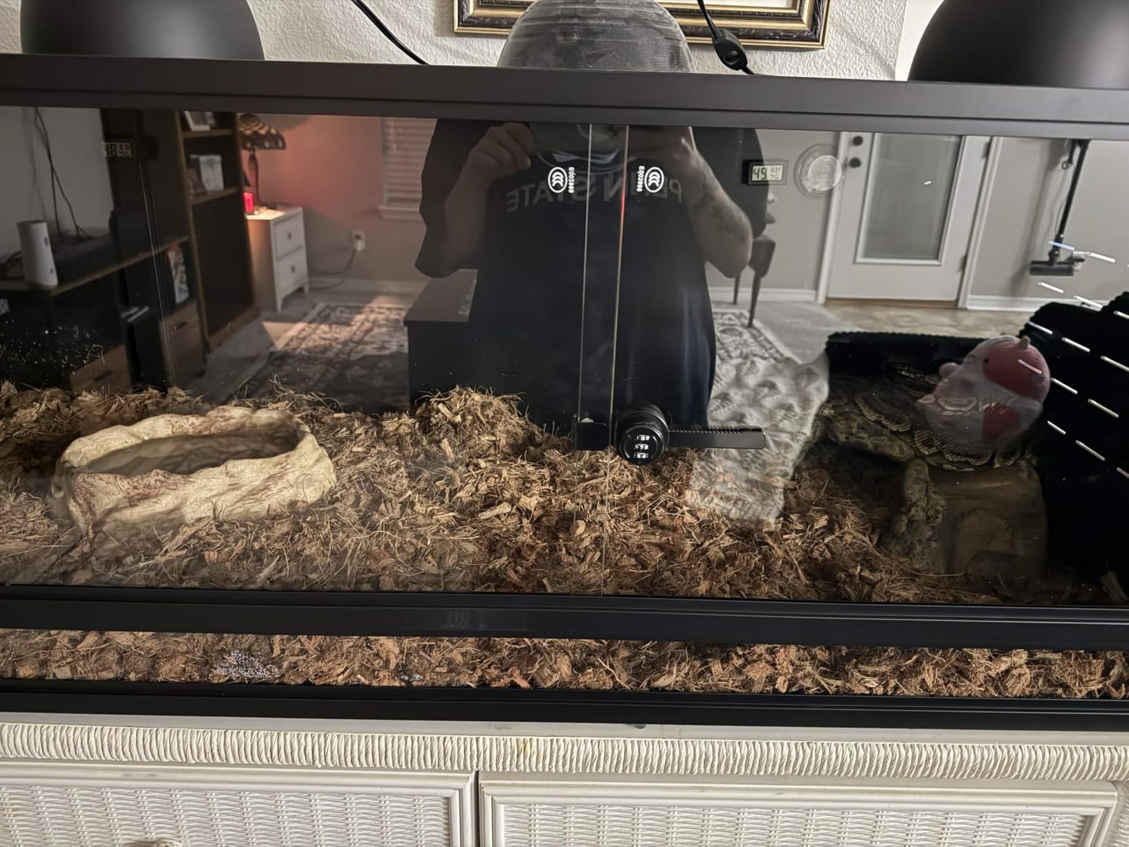 8FT PVC Reptile Enclosure 8x2x2FT, 240 Gallon Modular Expandable Terrarium with Tempered Glass Front Opening Sliding Doors, Lockable Habitat for Bearded Dragon Gecko Lizard Snake, Black customer photo 1