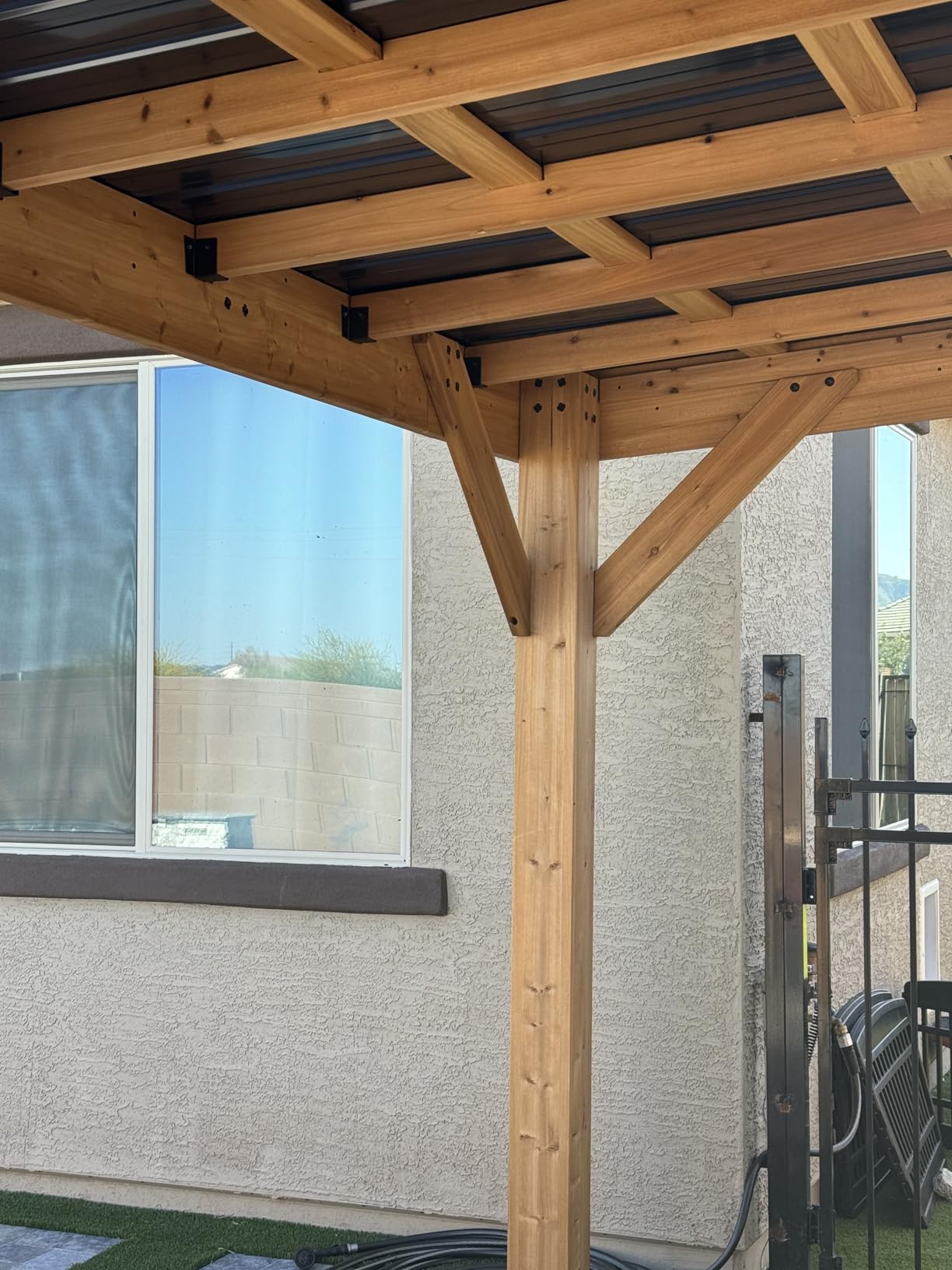 Backyard Discovery Arcadia 14' x 12' Cedar Wood Outdoor Gazebo Pavilion with Hardtop Galvanized Steel Slope Roof, Snow Support, Wind Resistance, PowerPort, Shade for Garden, Patio, Deck, Entertaining customer photo 1