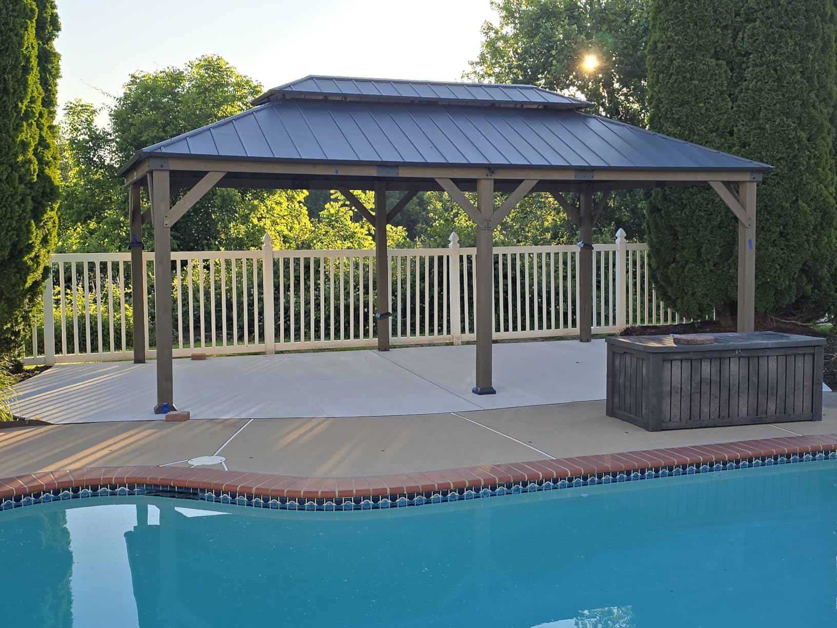 AMERLIFE 10' x 12' Outdoor Wood Gazebo, Patio Pergola, Natural customer photo 1