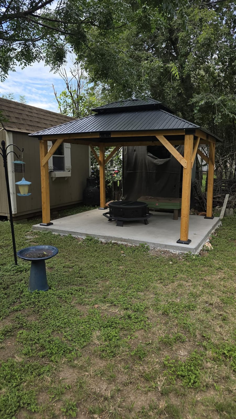 AMERLIFE 10' x 12' Outdoor Wood Gazebo, Patio Pergola, Natural customer photo 2