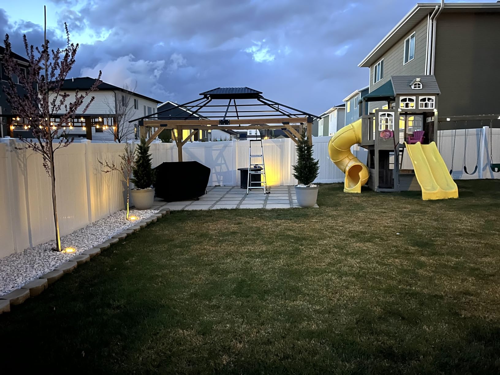 12'x14' Wood Gazebo, Outdoor Hardtop Gazebo, Cedar Frame Wooden Gazebos with Waterproof Steel Roof, Fit Patio, Backyard, Garden, Lawns, Porch customer photo 1