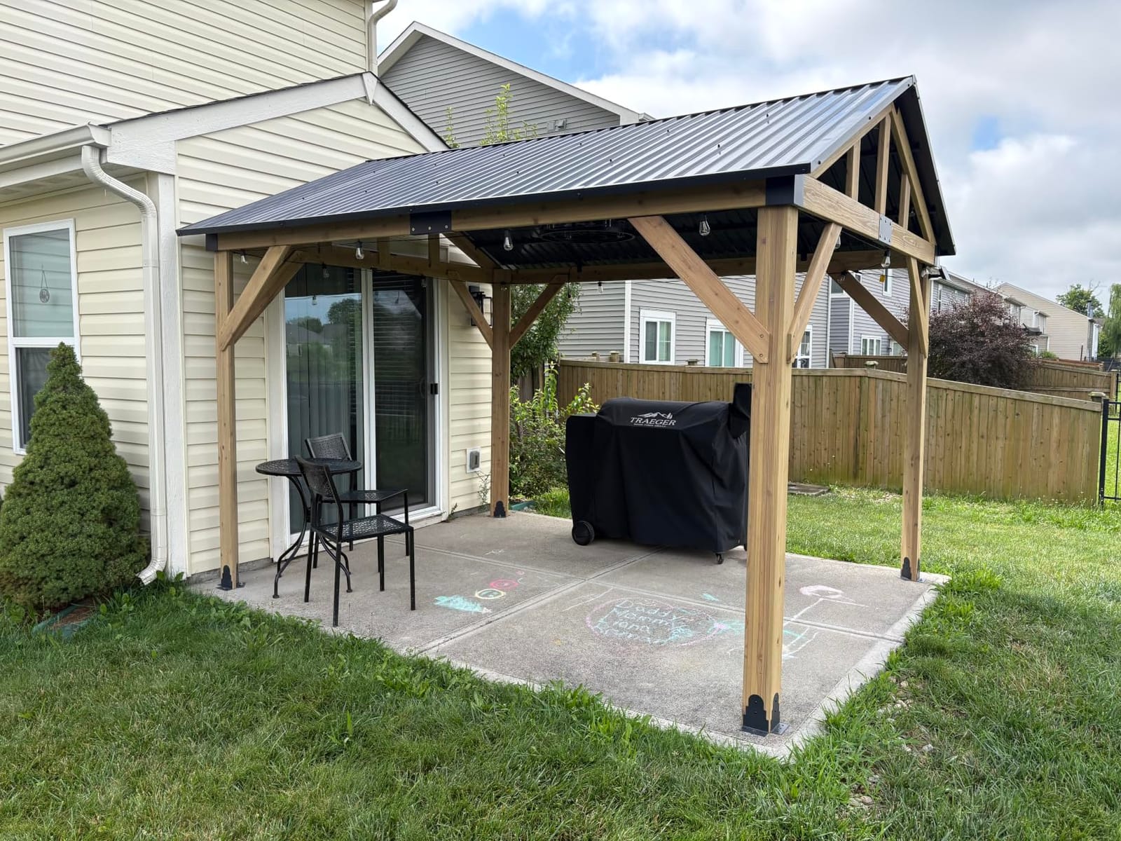 12'x14' Wood Gazebo, Outdoor Hardtop Gazebo, Cedar Frame Wooden Gazebos with Waterproof Steel Roof, Fit Patio, Backyard, Garden, Lawns, Porch customer photo 2