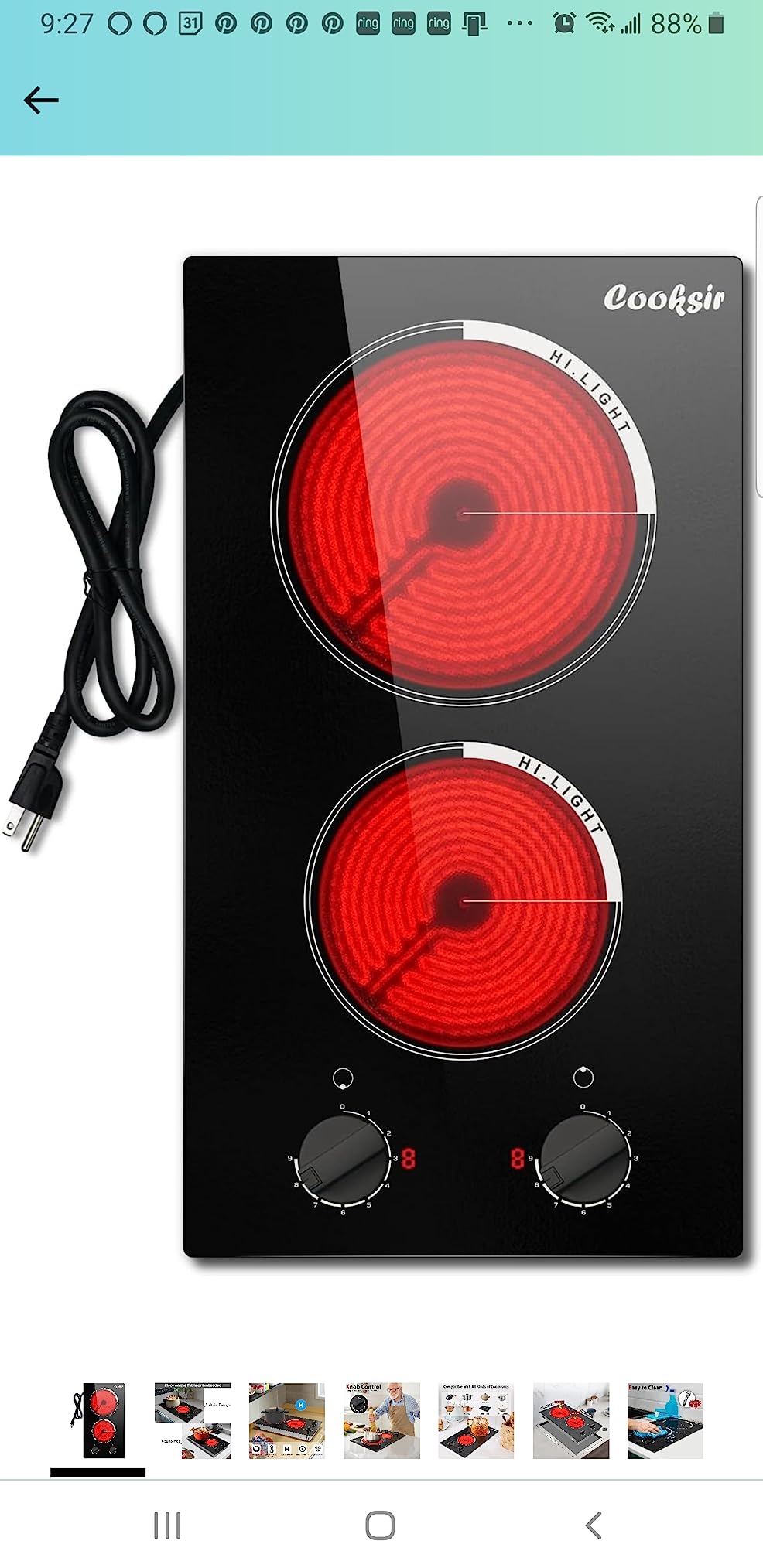 2 Burner Electric Cooktop 110-120V Plug in, Black Knob customer photo 1