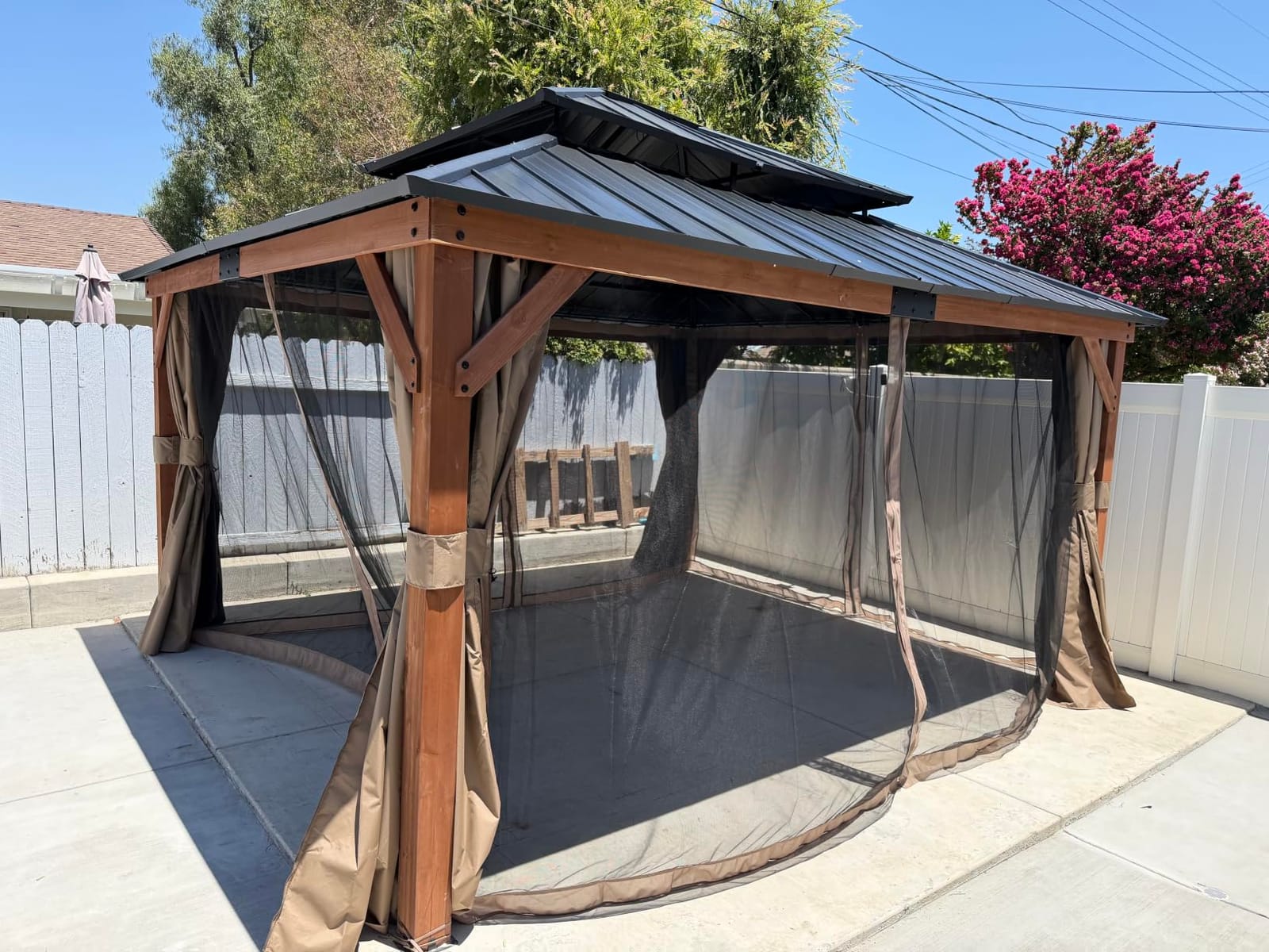 Modern Shade Wood Gazebo 10x12 with Double Galvanized Steel Roof customer photo 1