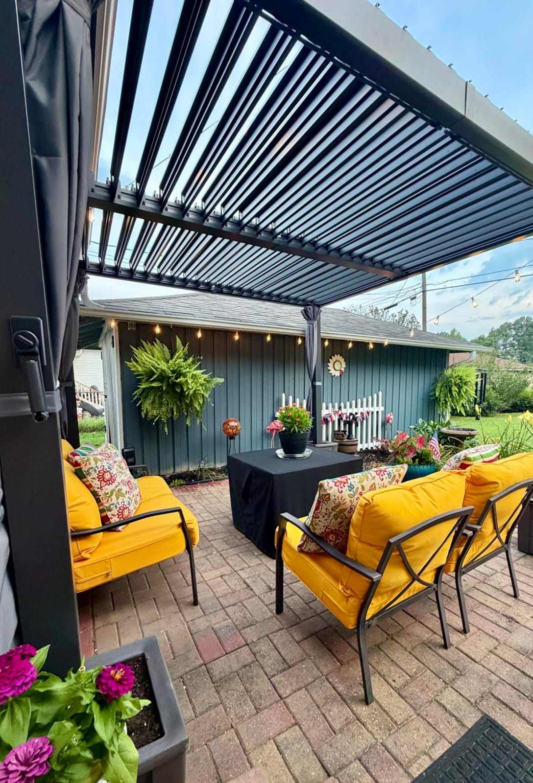 Aoxun Louvered Pergola 12x16 All-Aluminum, Waterproof Curtains and Netting customer photo 1