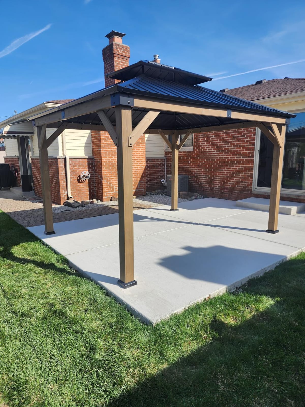Aoxun 10' x 12' Patio Wood Gazebo Cedar Wood, Natural customer photo 1