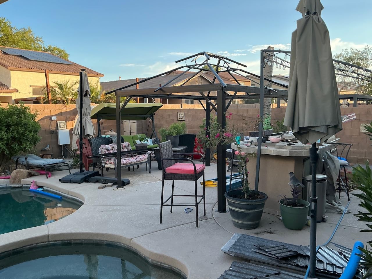 HOTEEL 10x15 Hardtop Gazebo On Clearance with Heavy Duty Galvanized Steel Metal Roof, Patio Hard Top Gazebo with Curtains & Netting, Outdoor Permanent Hot tub Gazebo Pavillon for Backyard, Black customer photo 2